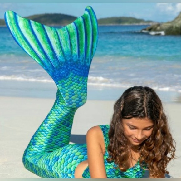Mermaidens 🧜♀️ “Aussie Green Mermaid Tail”*Tail Skin ONLY* Adult SZ L 12-14 - Picture 8 of 10